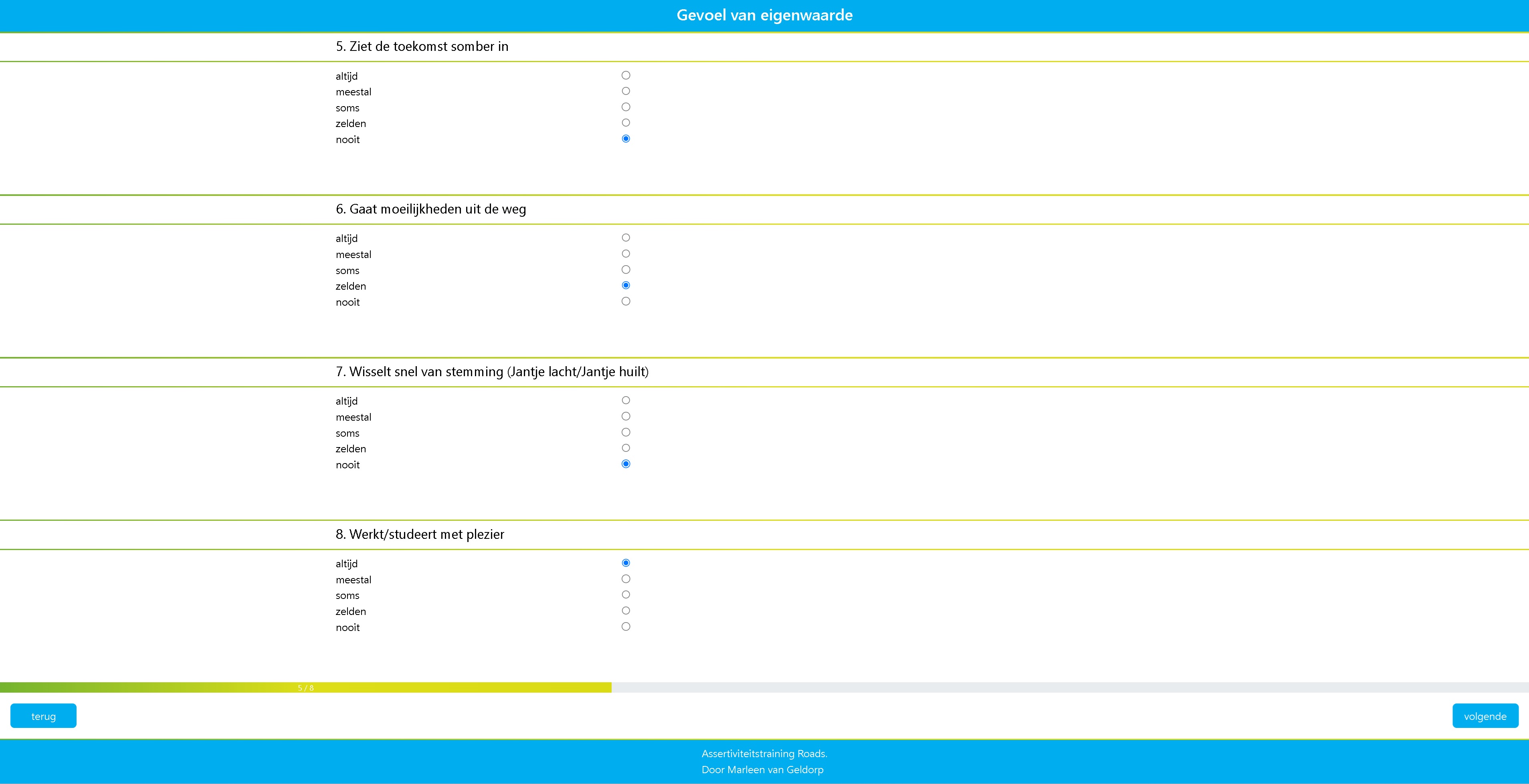 Eigenwaarde vragenlijst